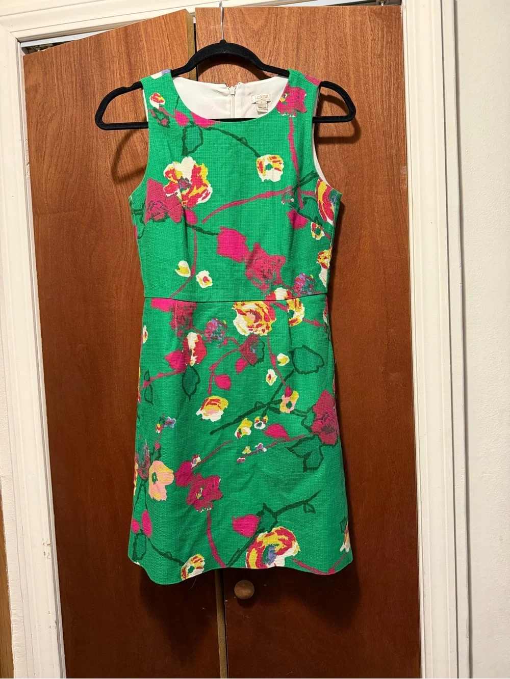 j crew green floral dress J Crew Green Floral Sleeveless Summer Dress